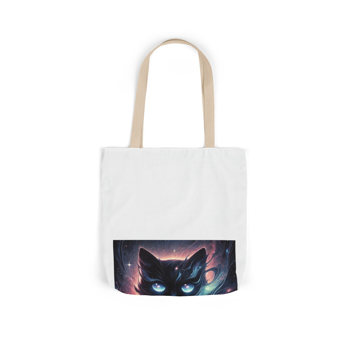 Cosmic Black Cat Galaxy Celestial Canvas Tote Bag