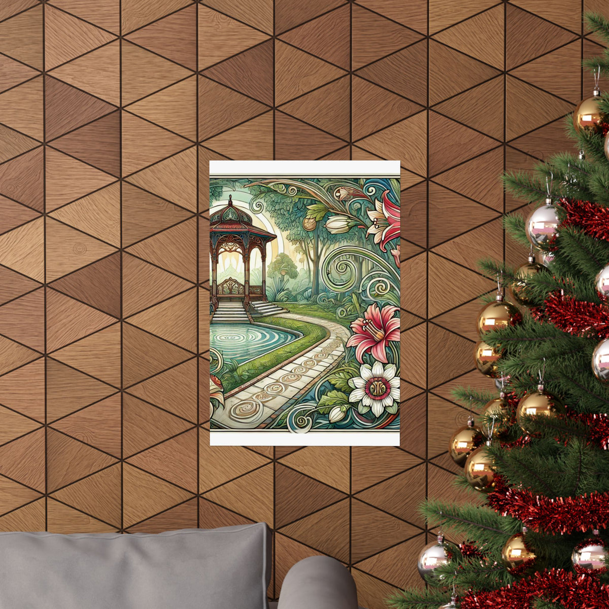 Botanical Gazebo Garden Art Nouveau Wall Art Poster
