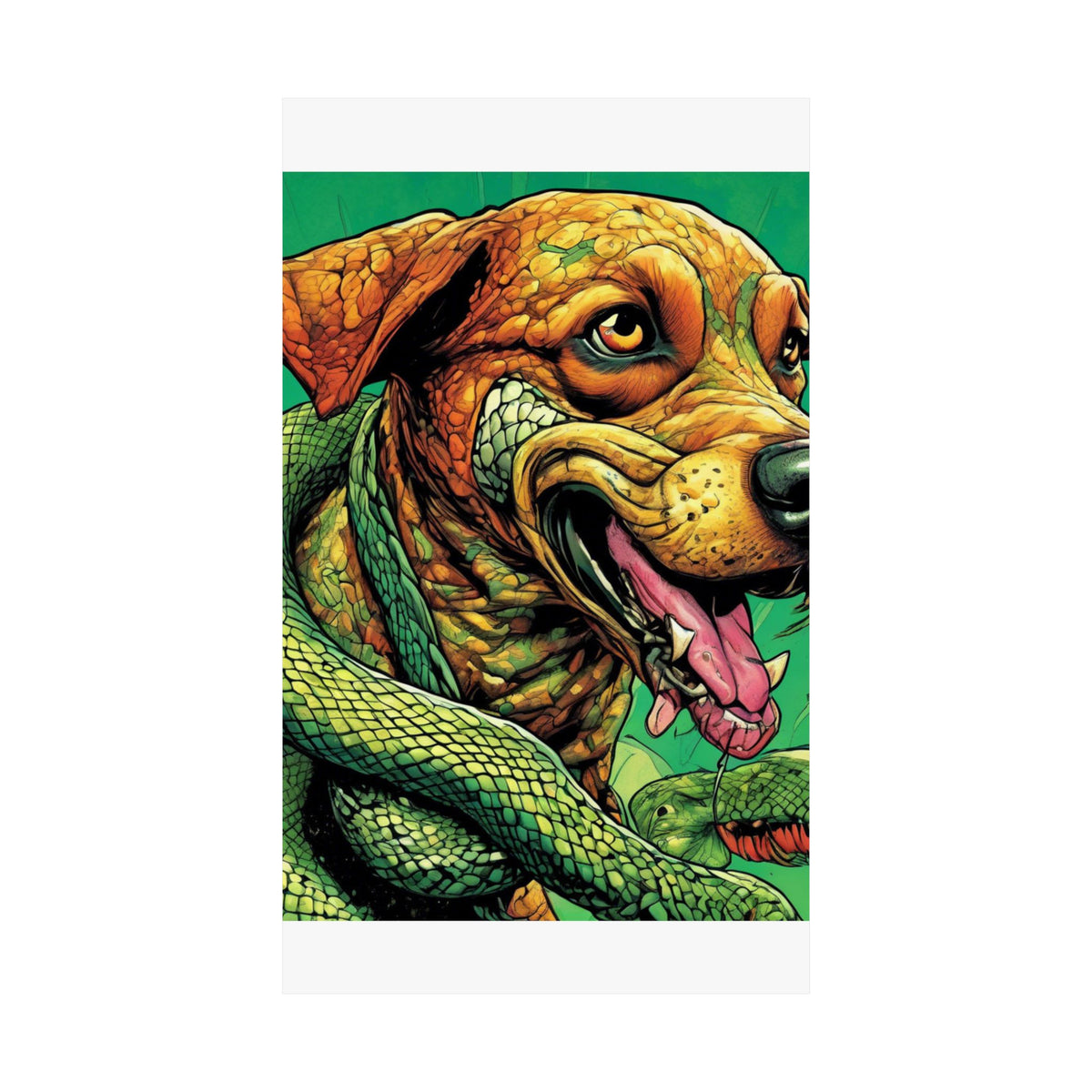 Serpent Guardian Dog Bold Fantasy Creature Art Poster