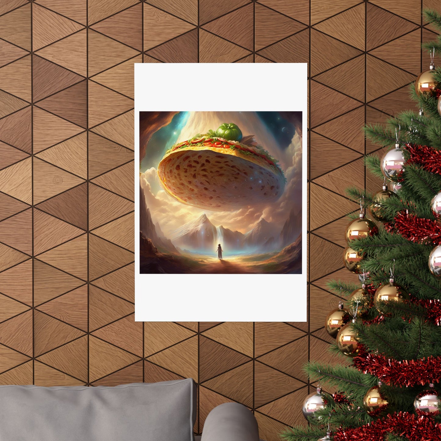 Cosmic Taco UFO Surreal Food Fantasy Art Poster
