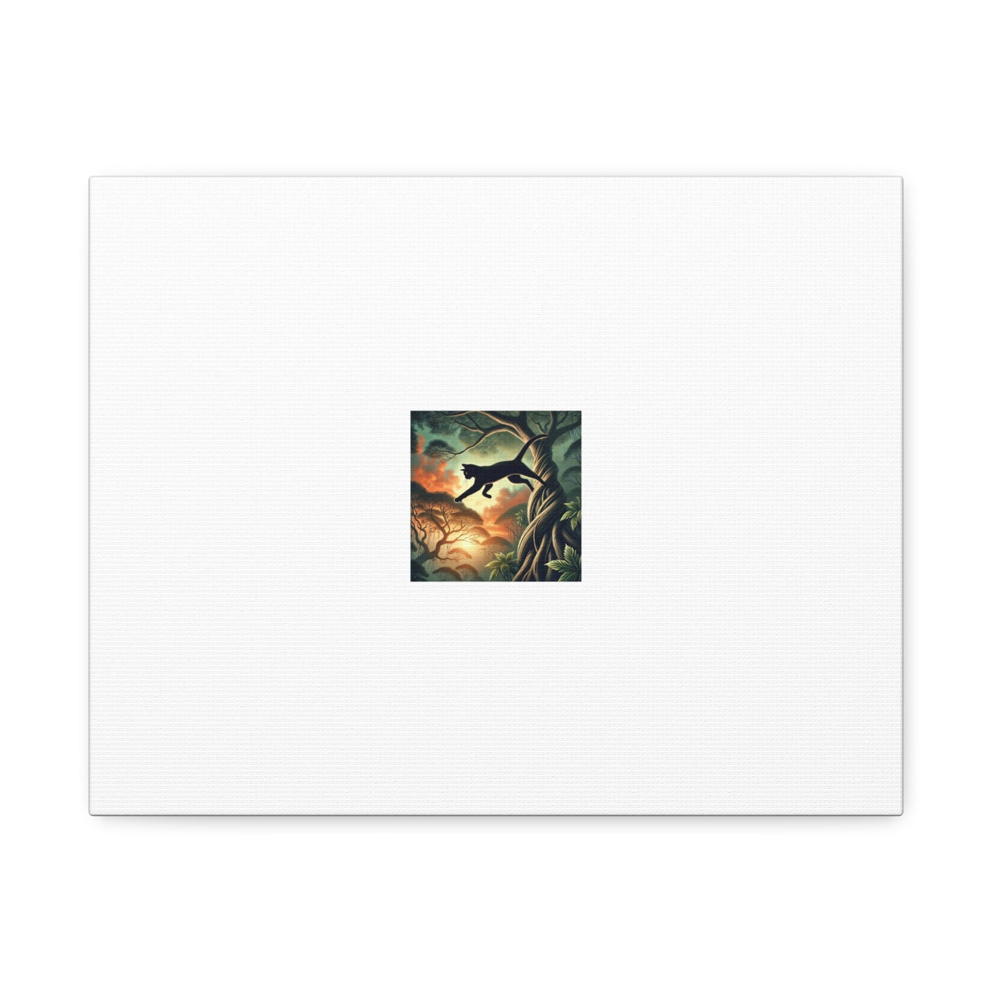 Enchanted Black Cat Forest Canvas Fantasy Cat Wall Art Gift