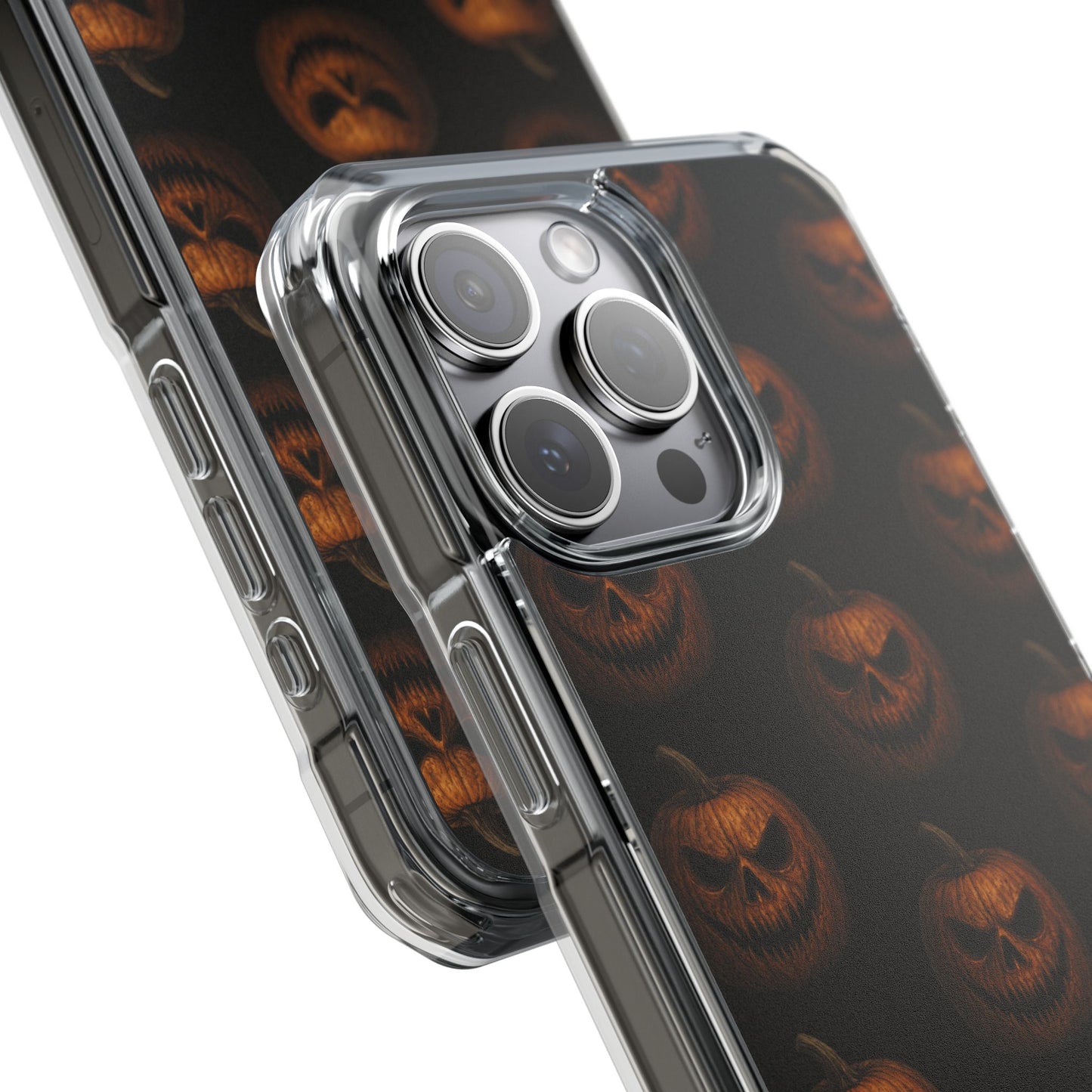 Magnet Cover, Halloween Pumpkin Spooky Phone Case, Horror Jack-O-Lantern Black Case, Magnetic Clear Impact Cover, Scary Cellphone Slim
