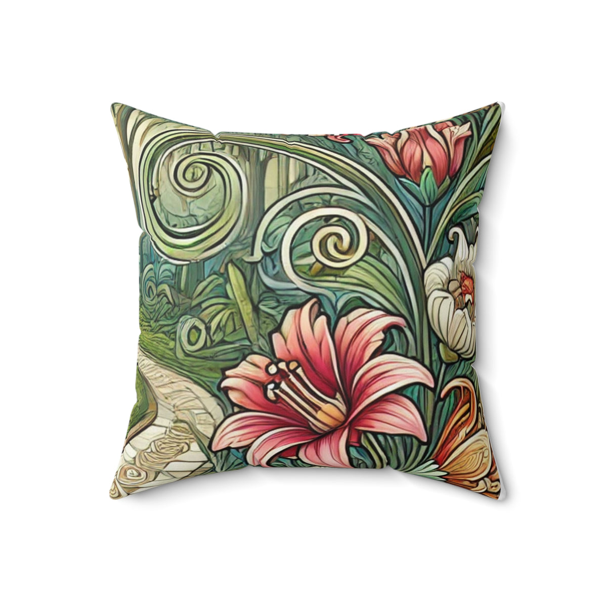 Botanical Gazebo Garden Art Nouveau Decorative Pillow