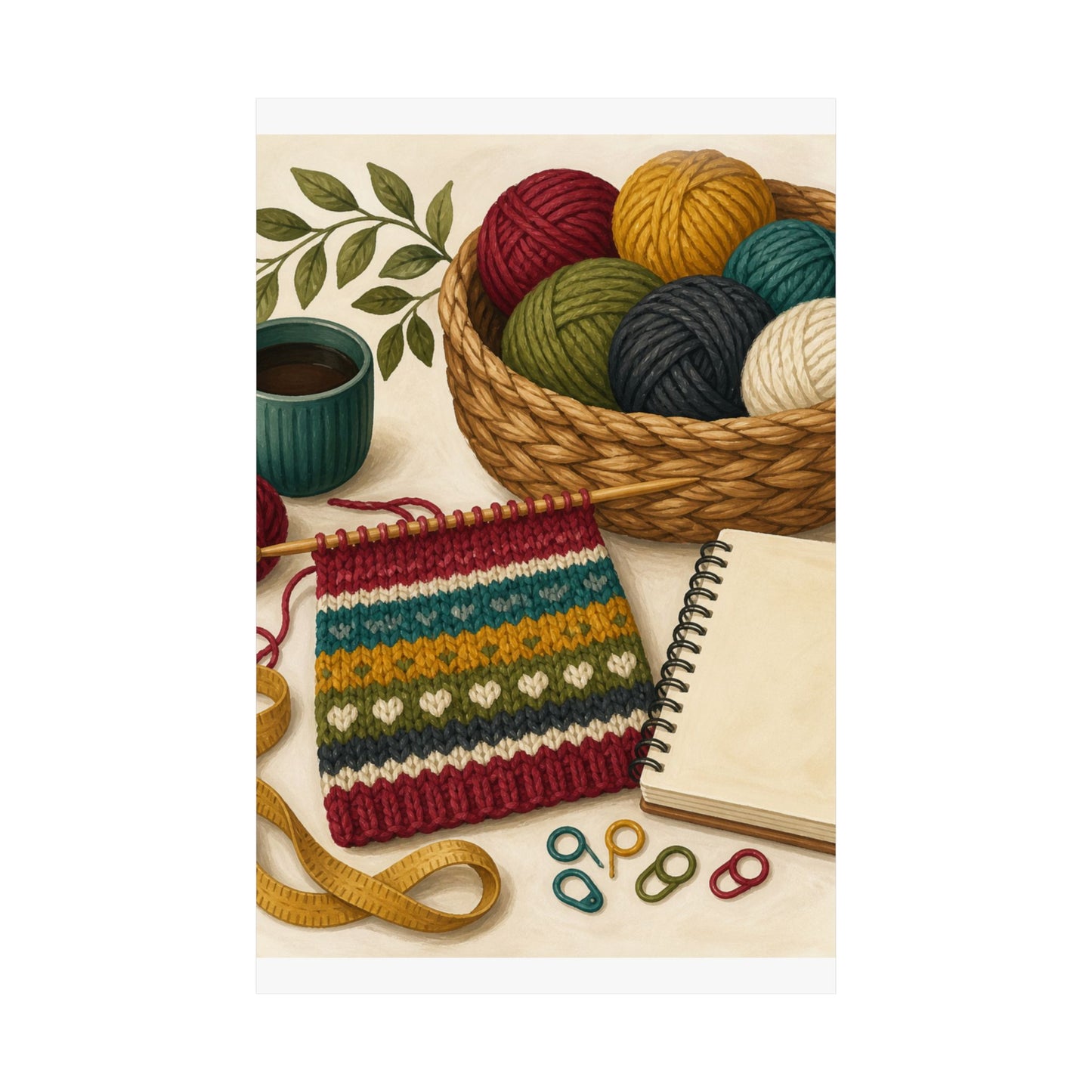 Cozy Knitting and Yarn Hobby Art Poster