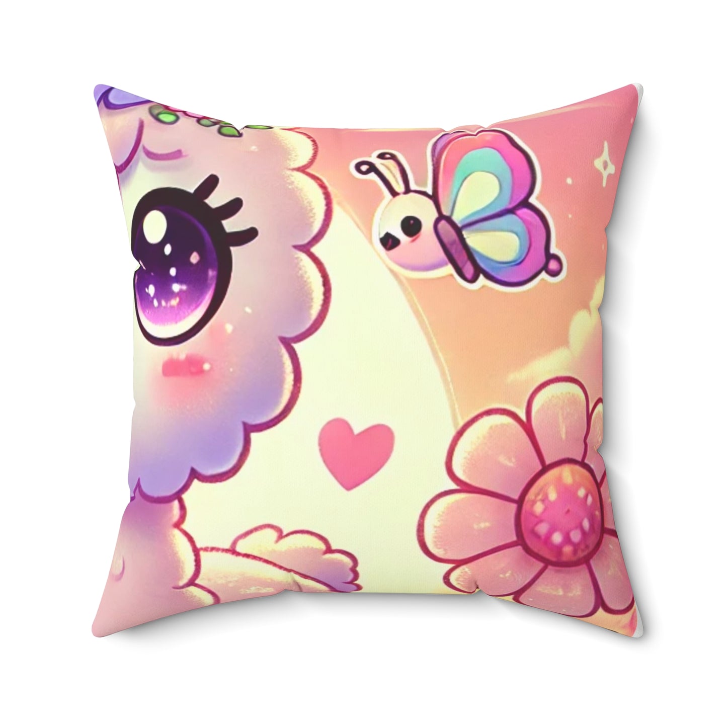 Pastel Floral Alpaca Garden Kawaii Decorative Pillow