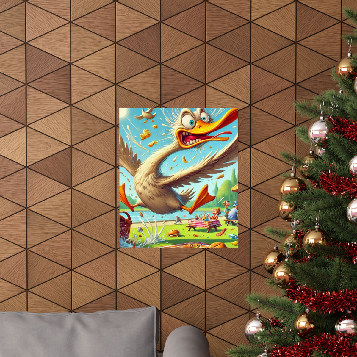 Chaotic Picnic Duck Funny Summer Wall Art Poster