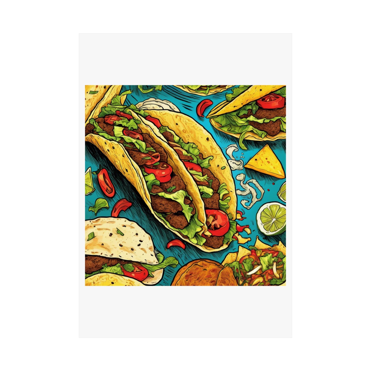 Taco Party Pattern Foodie Gift Art Poster