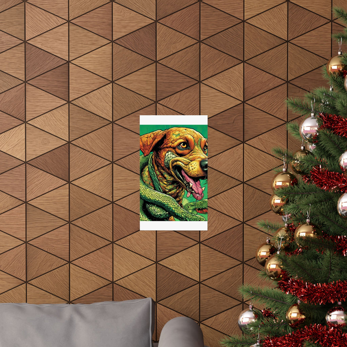 Serpent Guardian Dog Bold Fantasy Creature Art Poster