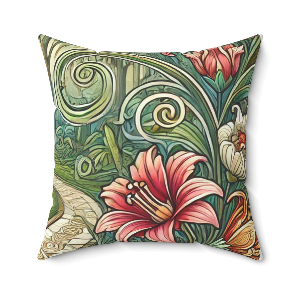 Botanical Gazebo Garden Art Nouveau Decorative Pillow