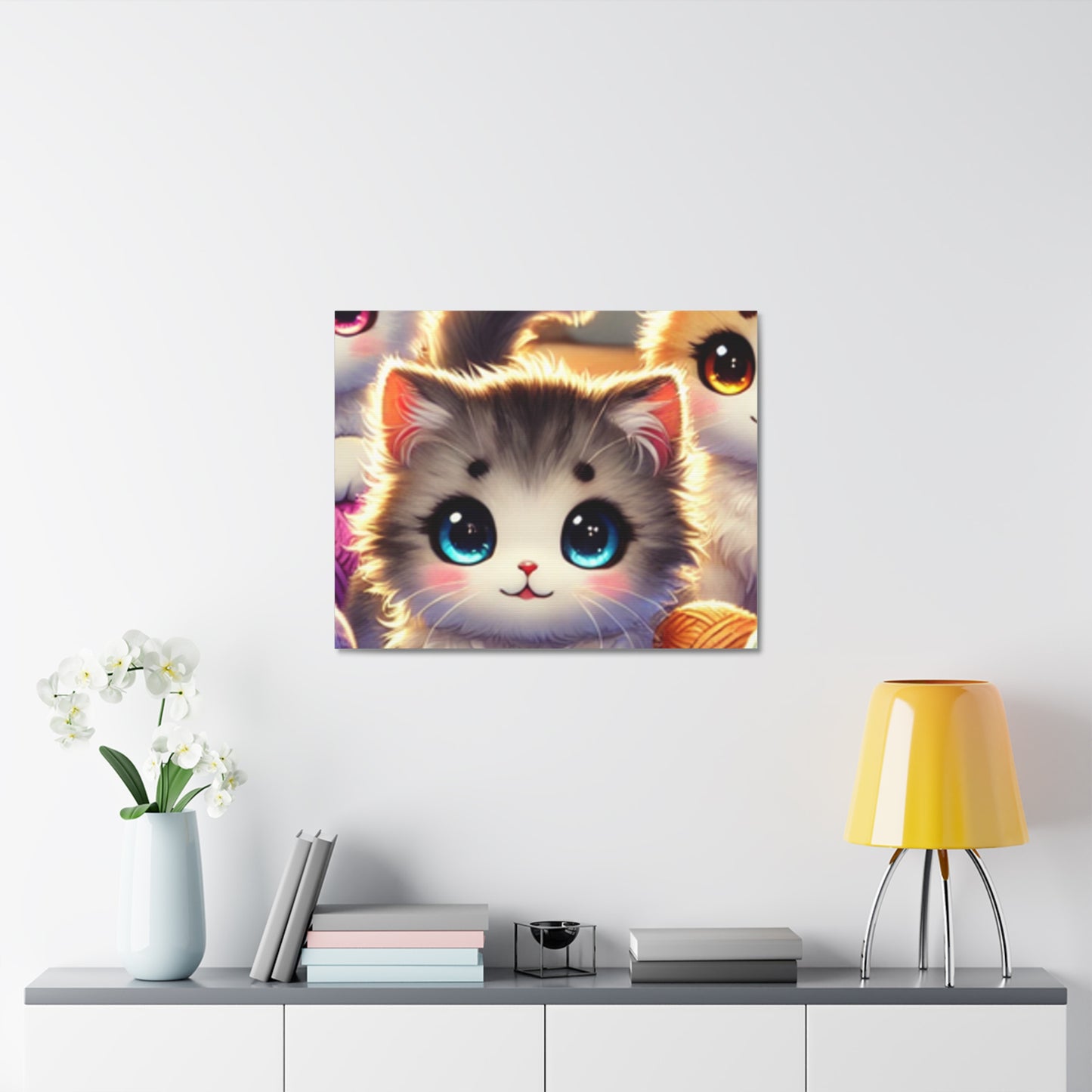 Cozy Yarn Kittens Cute Cat Canvas Knitting Room Wall Art Gift