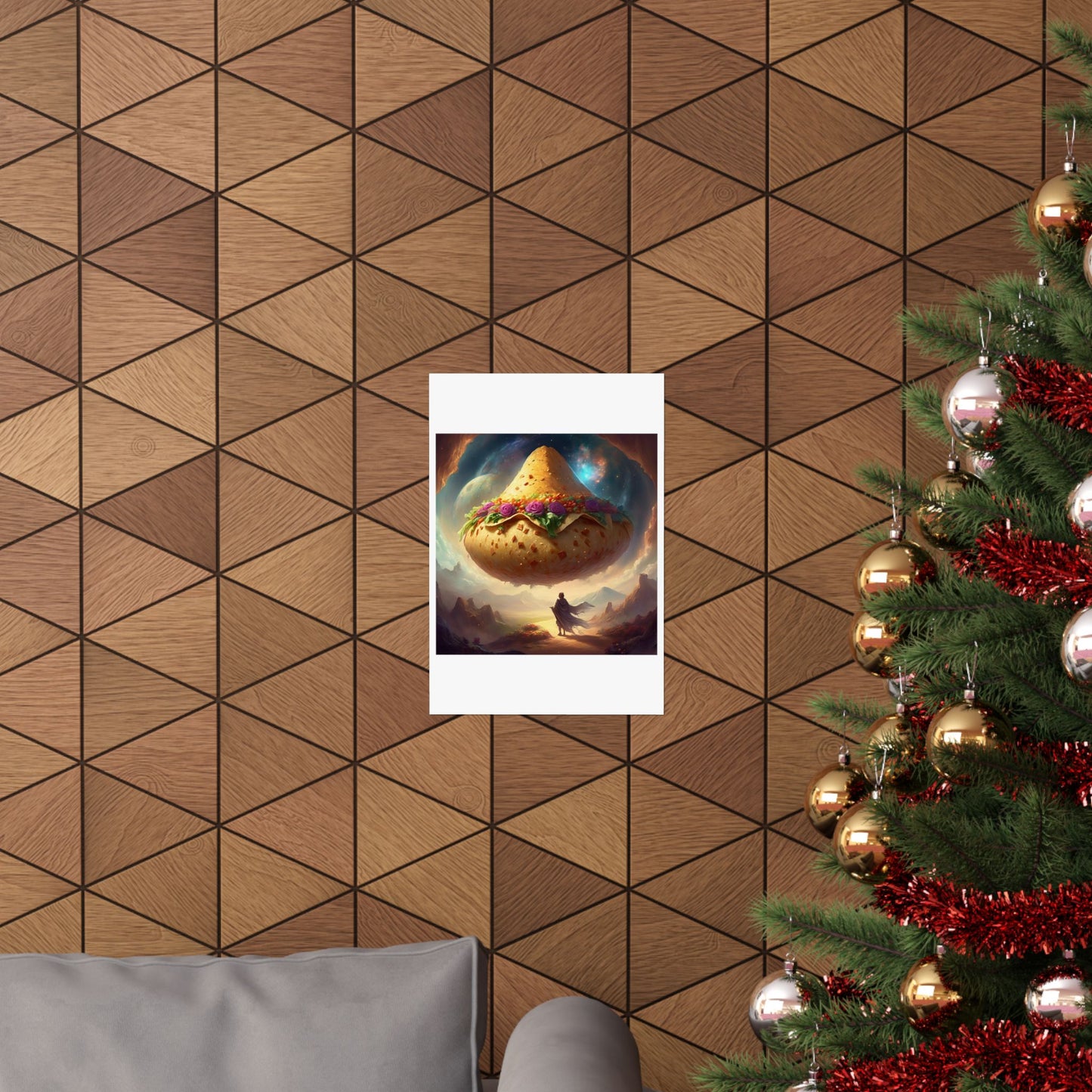 Cosmic Taco Planetoid Surreal Food Fantasy Art Poster
