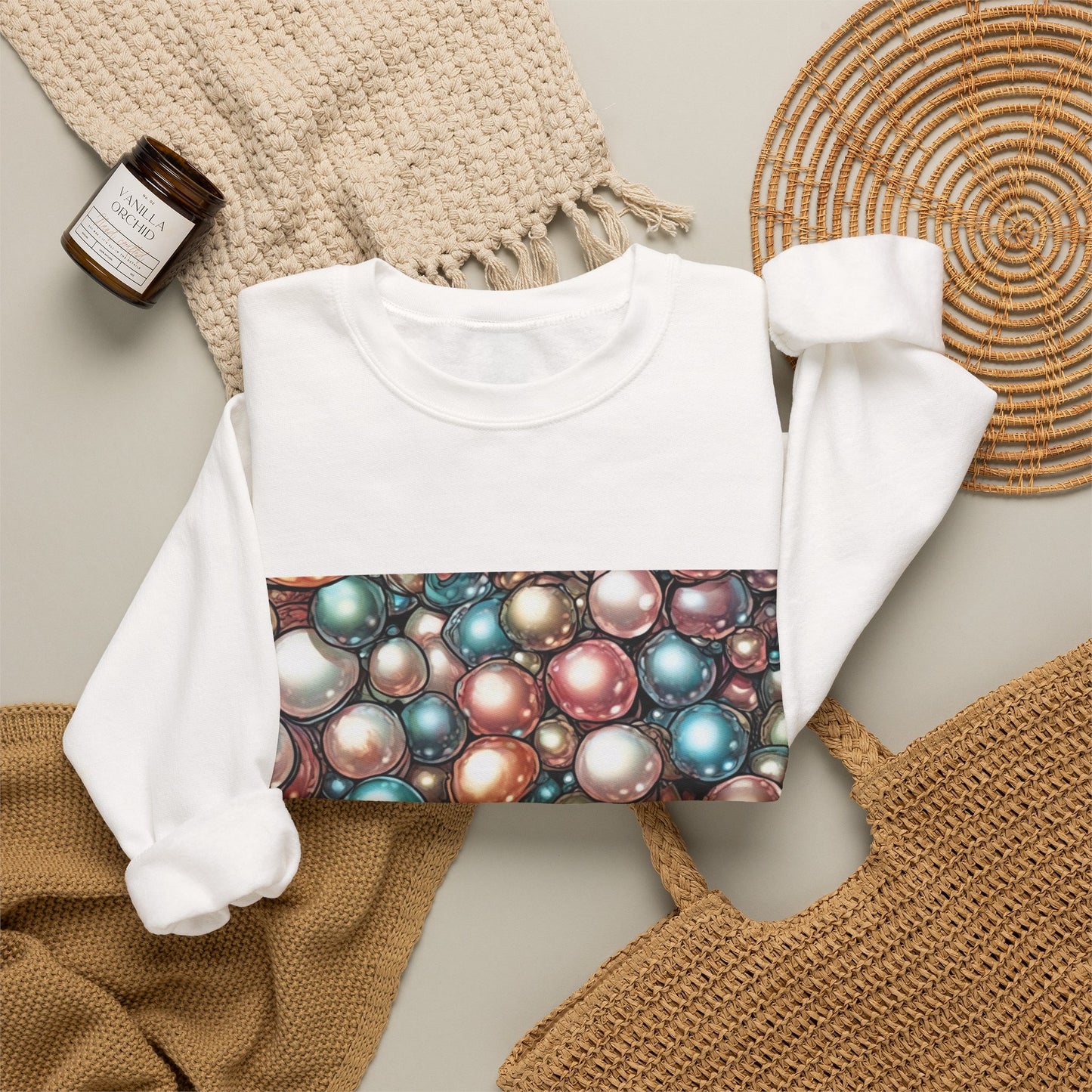 Rainbow Pearl Marble Abstract Gift Art Sweatshirt