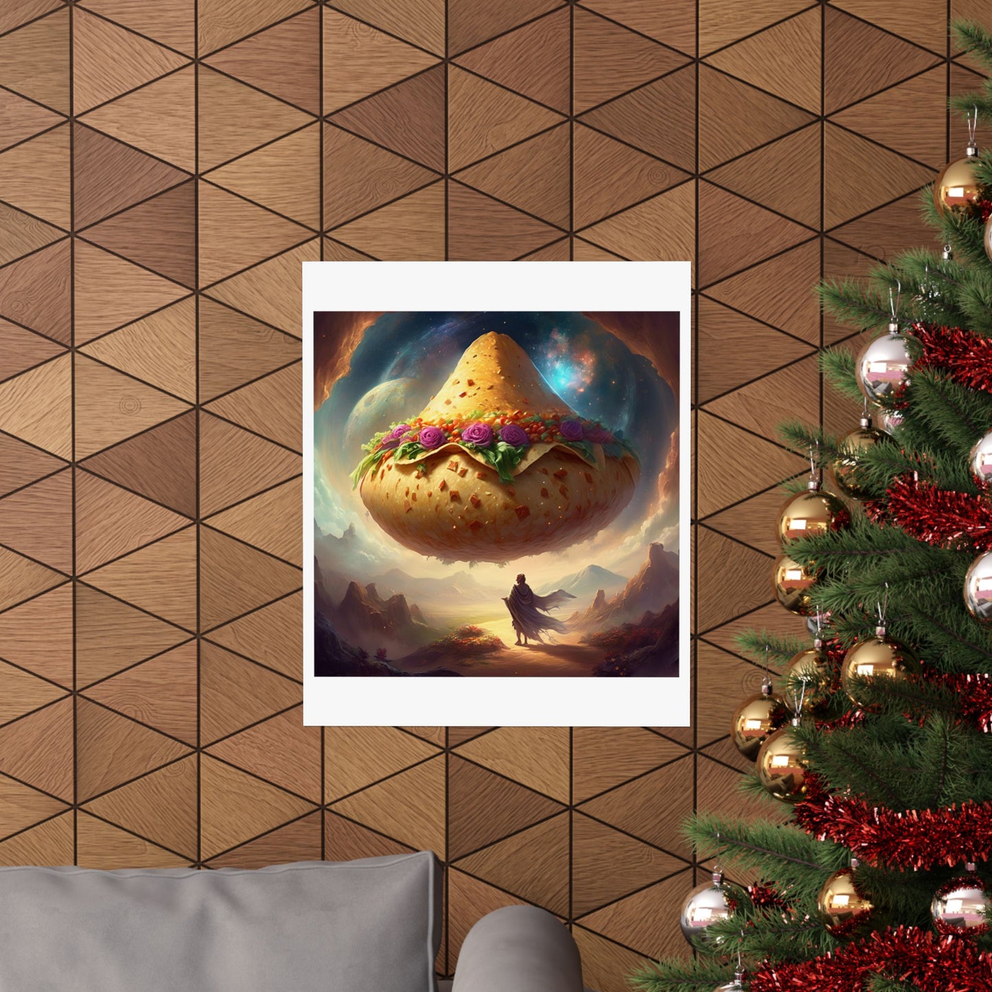 Cosmic Taco Planetoid Surreal Food Fantasy Art Poster