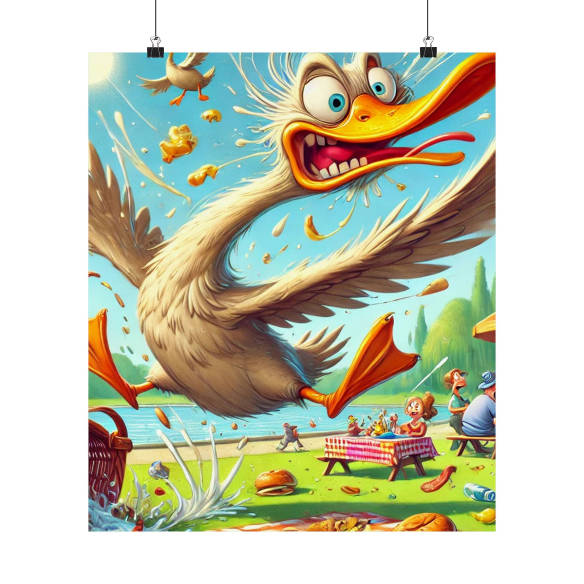 Chaotic Picnic Duck Funny Summer Wall Art Poster