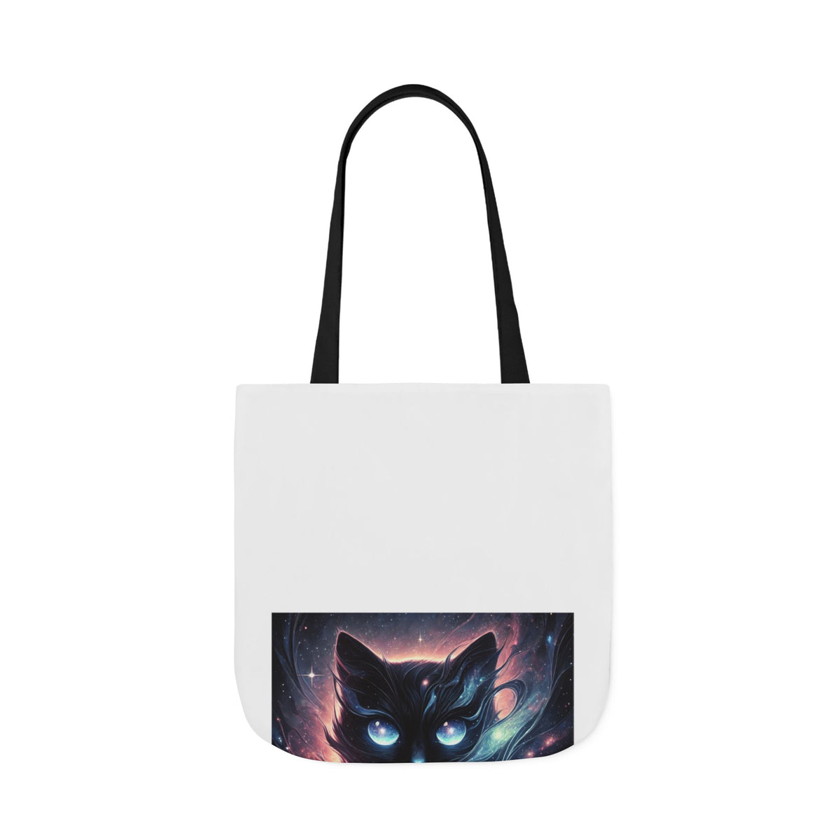 Cosmic Black Cat Galaxy Celestial Canvas Tote Bag