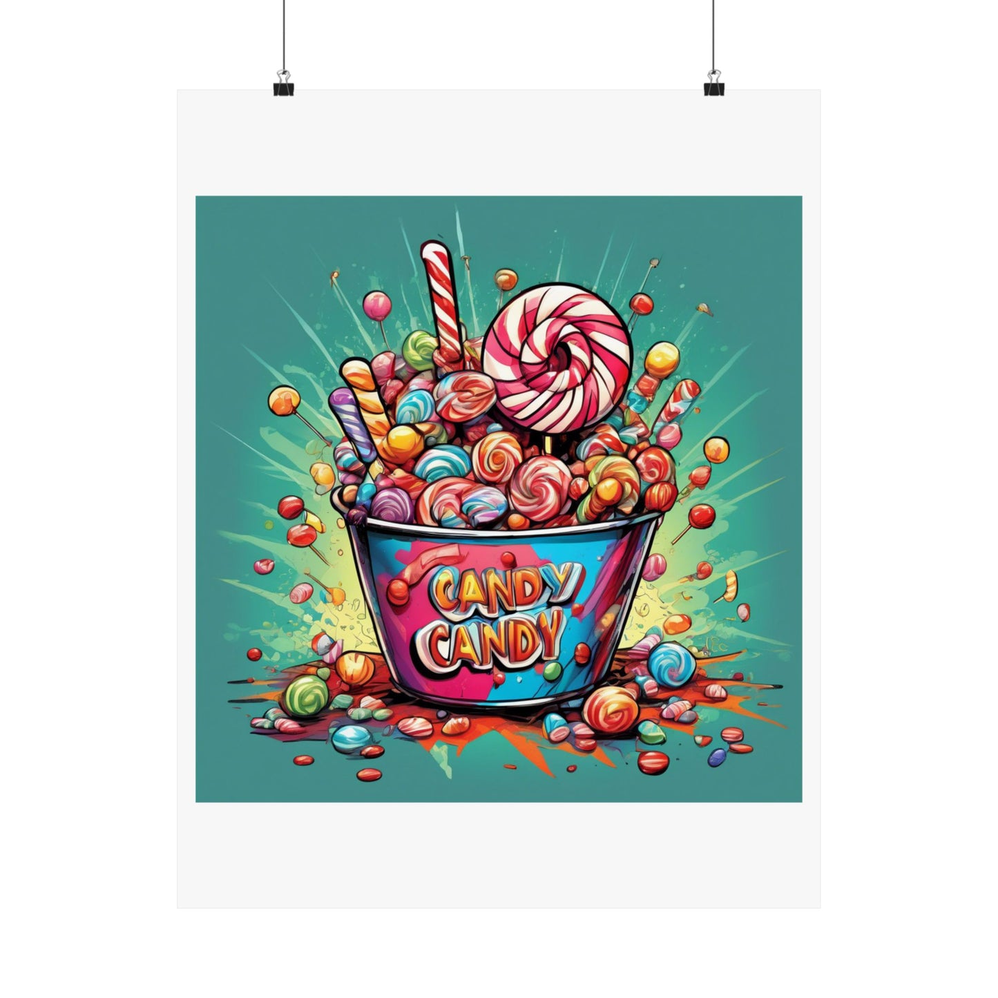Holiday Candy Bucket Sweets Gift Art Poster