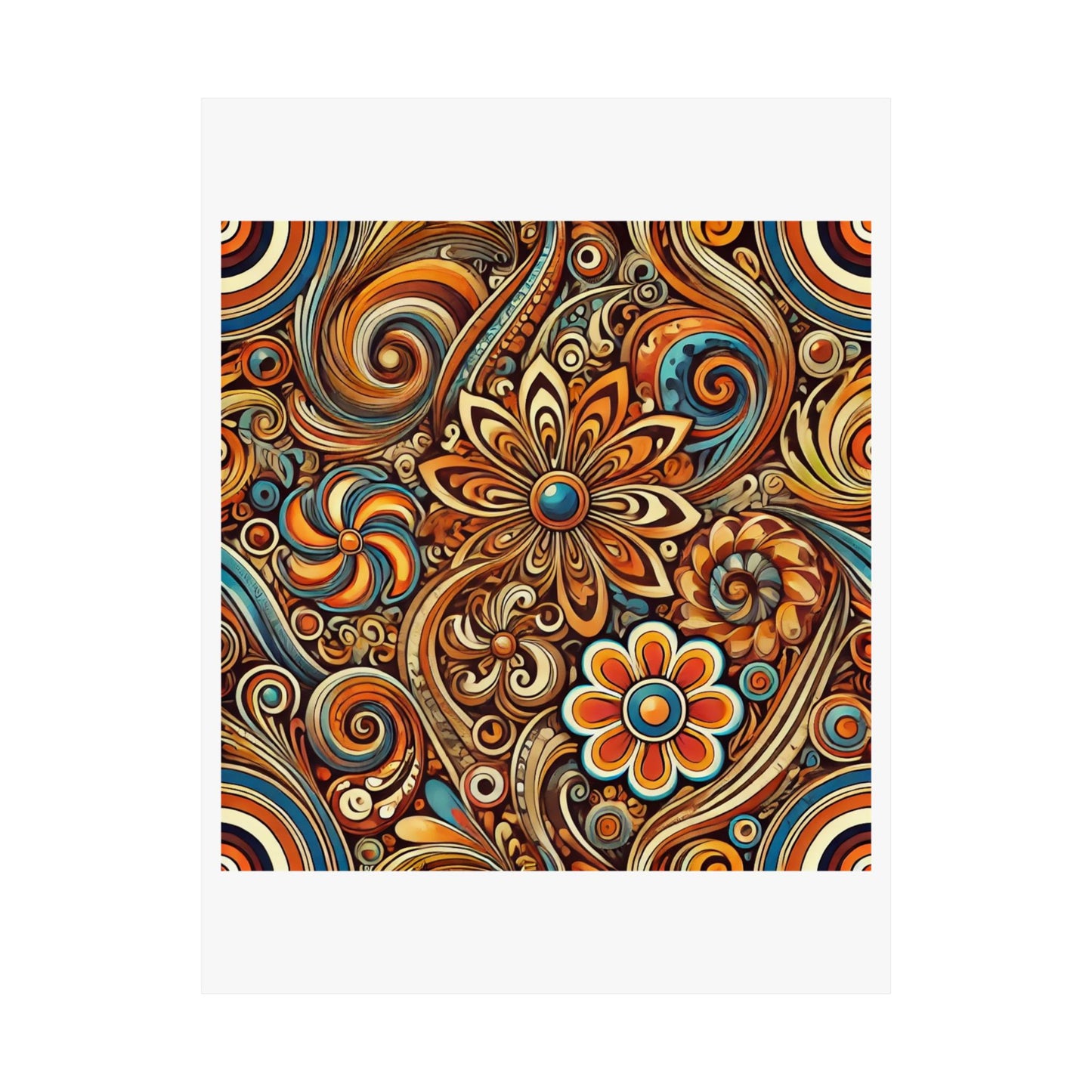 Ornate Abstract Floral Paisley Pattern Poster
