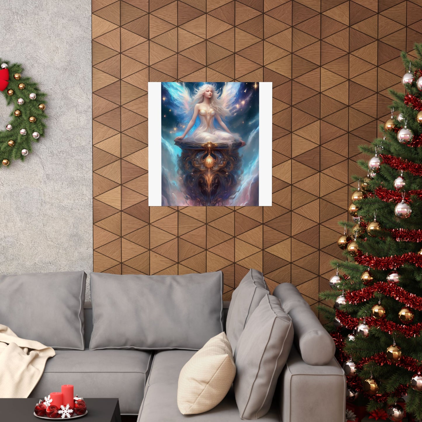 Celestial Winged Meditation Fantasy Portrait Poster