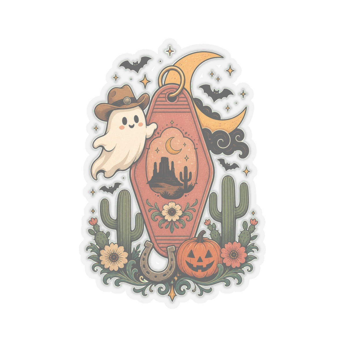 Haunted Desert Keytag Ghost Halloween Sticker