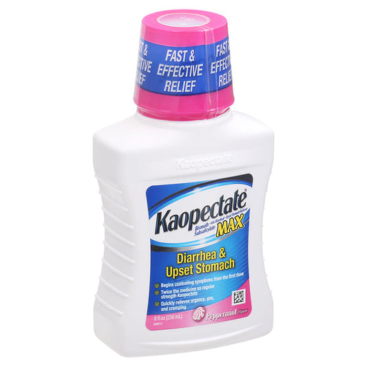 Kaopectate Max Peppermint Flavor Diarrhea & Upset Stomach 8 Fl Oz
