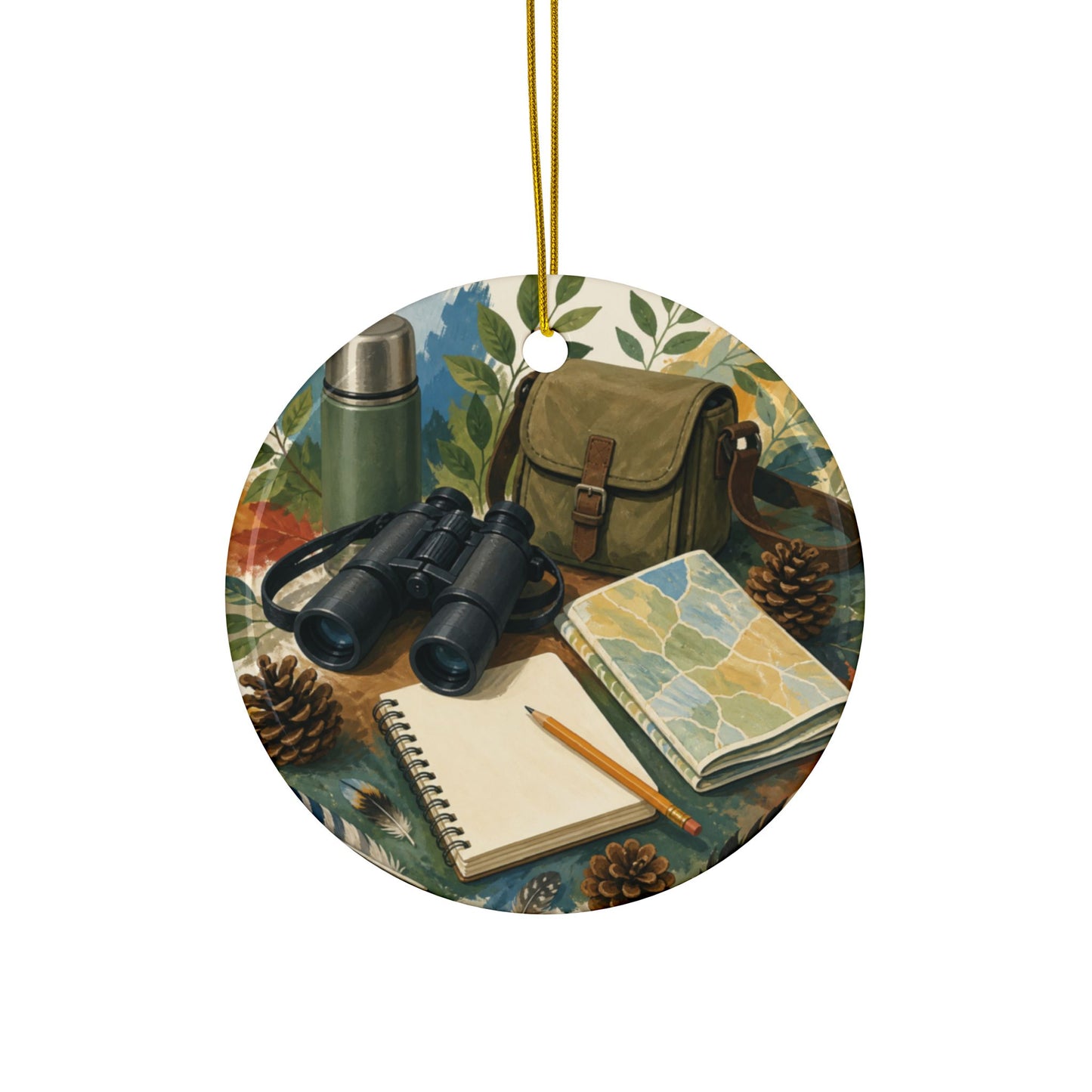 Peaceful Birdwatching Hobby Art Ceramic Ornament, Holiday Keepsake and Gift