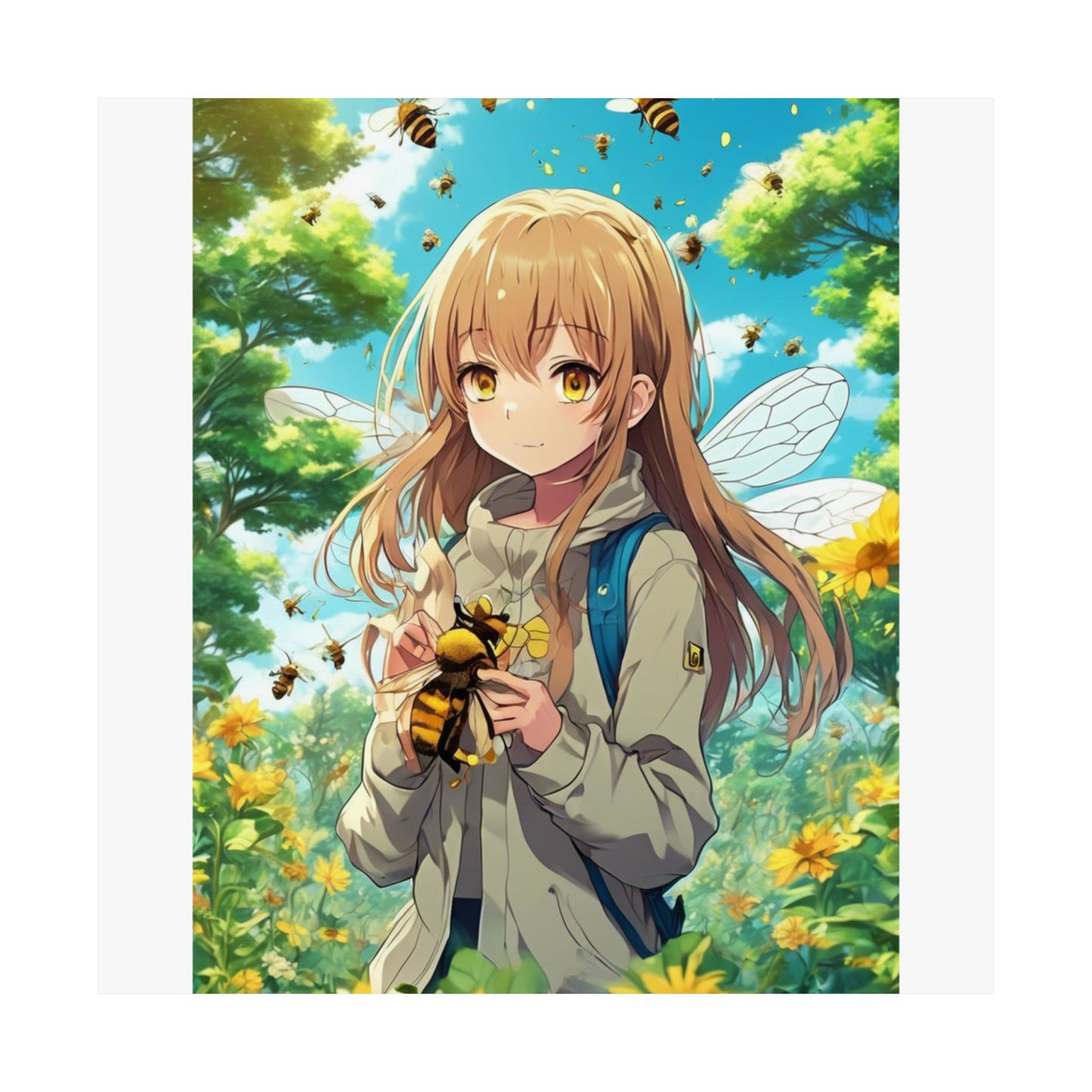 Bee Fairy Garden Anime Nature Art Poster