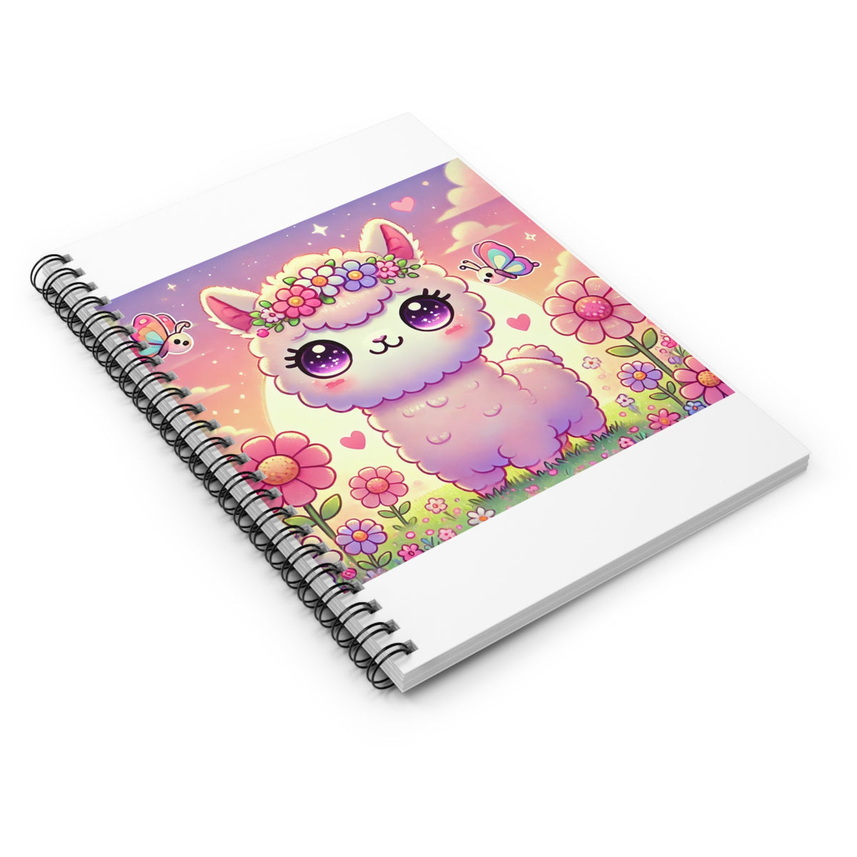 Pastel Floral Alpaca Garden Kawaii Spiral Notebook