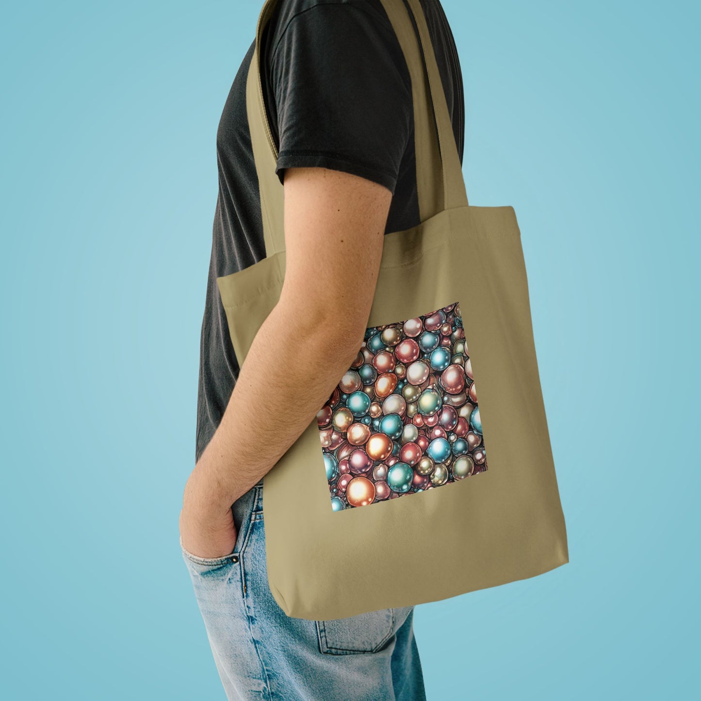 Rainbow Pearl Marble Abstract Gift Art Tote Bag