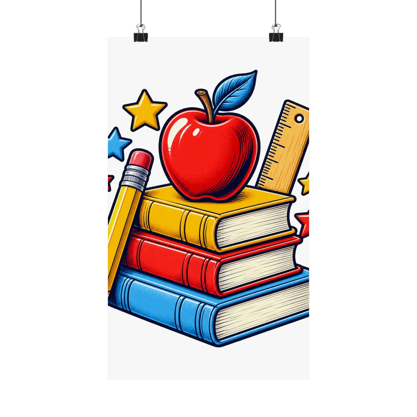Retro School Books Apple Teacher Appreciation Art Poster