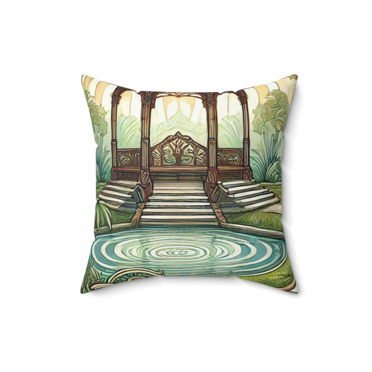 Botanical Gazebo Garden Art Nouveau Decorative Pillow