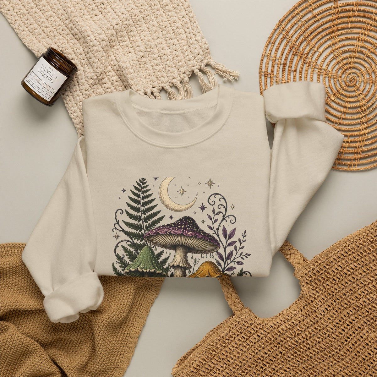 Midnight Mushroom Field Notes Botanical Mushroom Sweatshirt