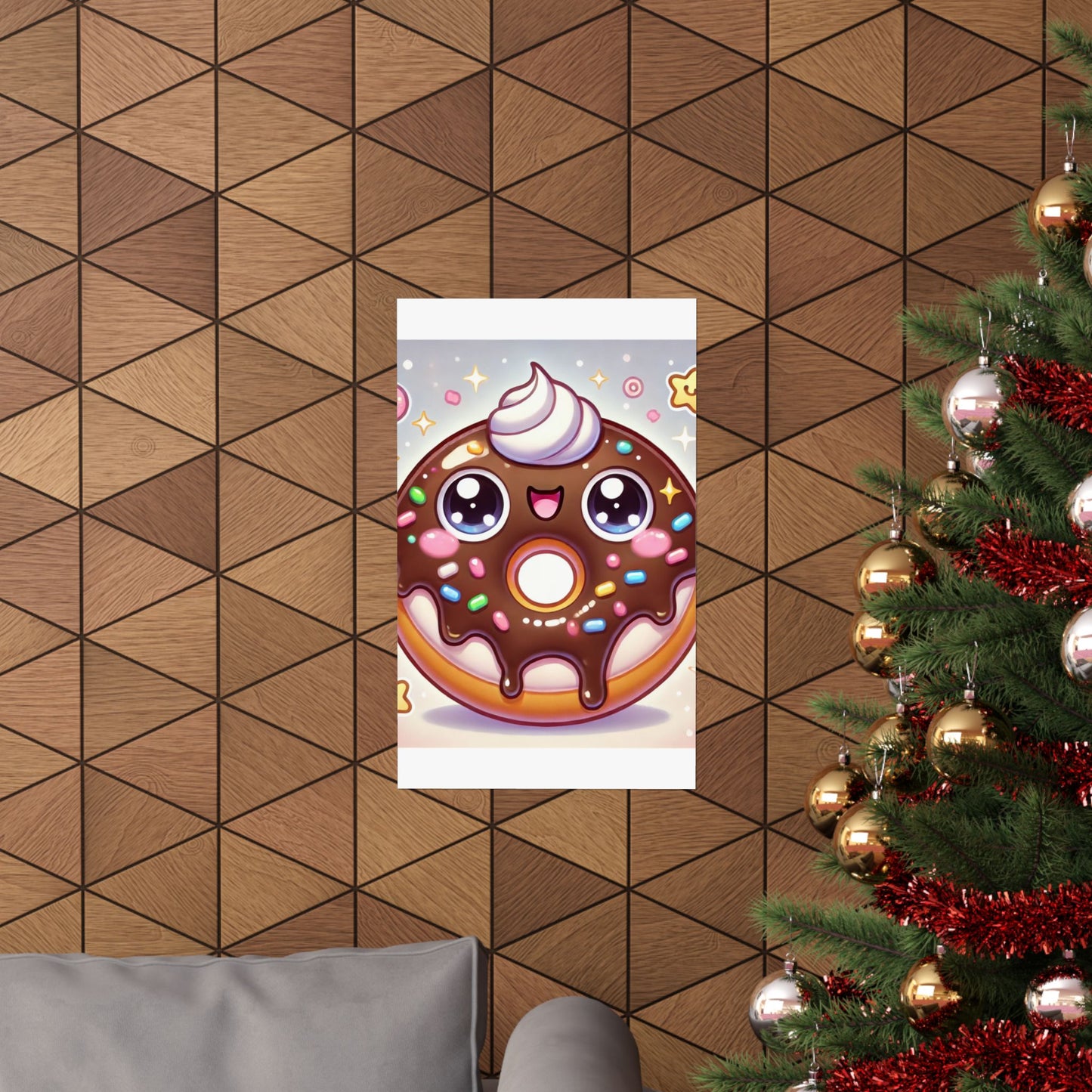Kawaii Chocolate Donut Cute Dessert Art Poster