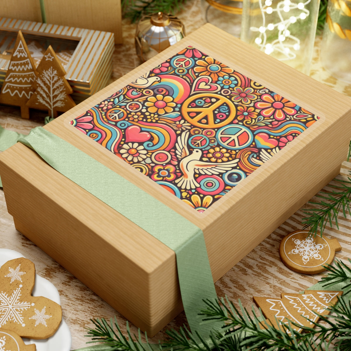 Colorful Peace Floral Pattern Sticker
