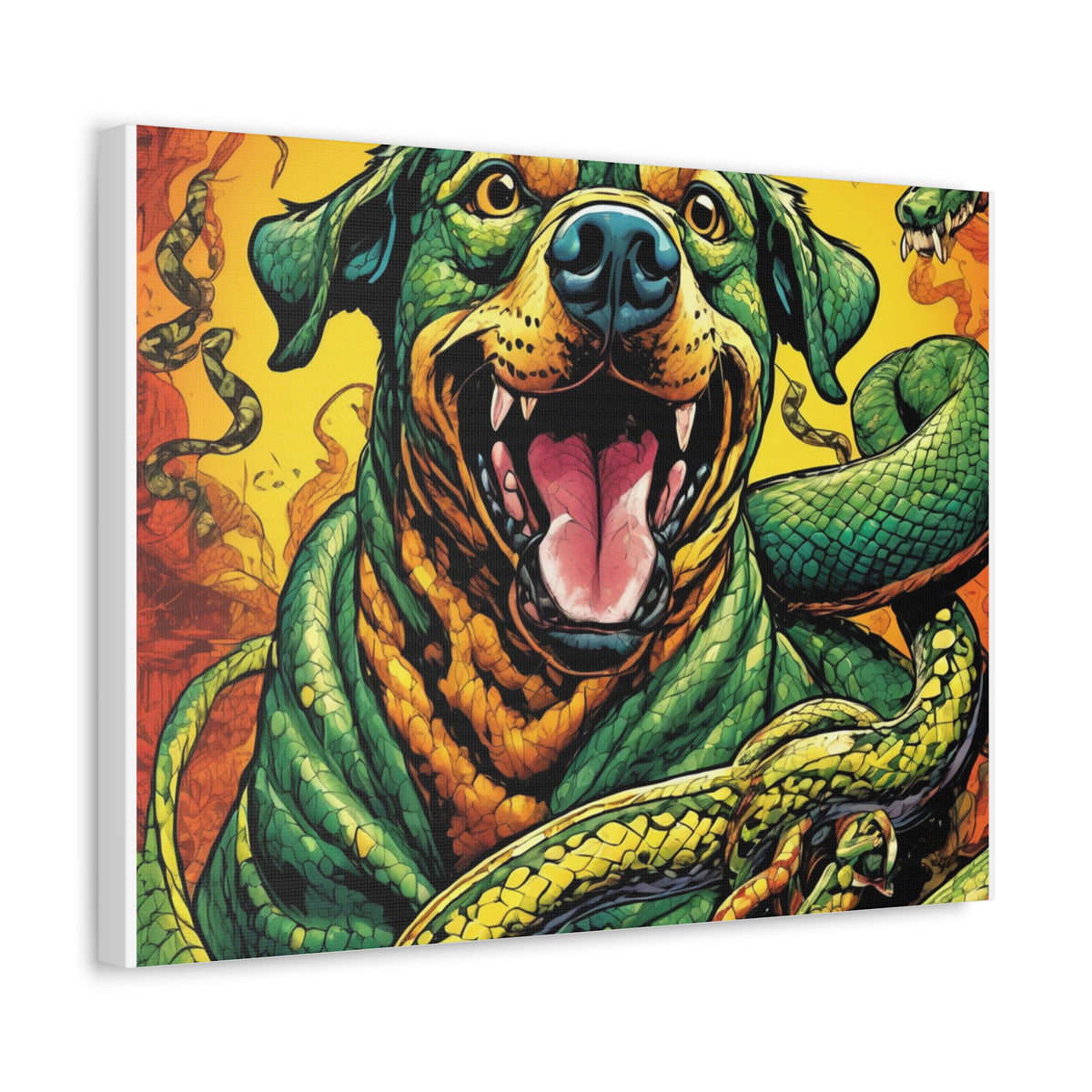Surreal Serpent Hound Dark Fantasy Canvas Wall Art