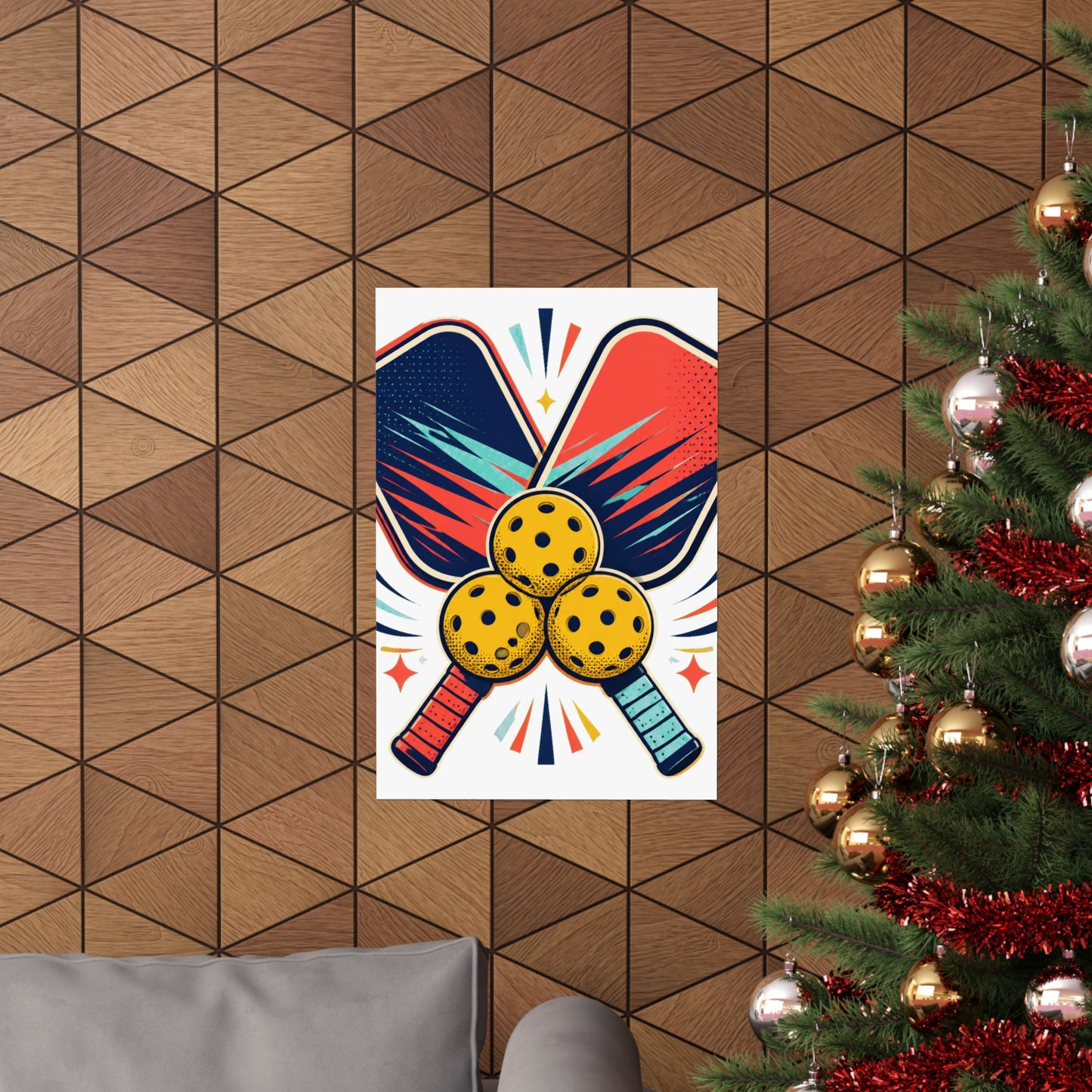 Retro Pickleball Paddles Recreational Sports Art Poster