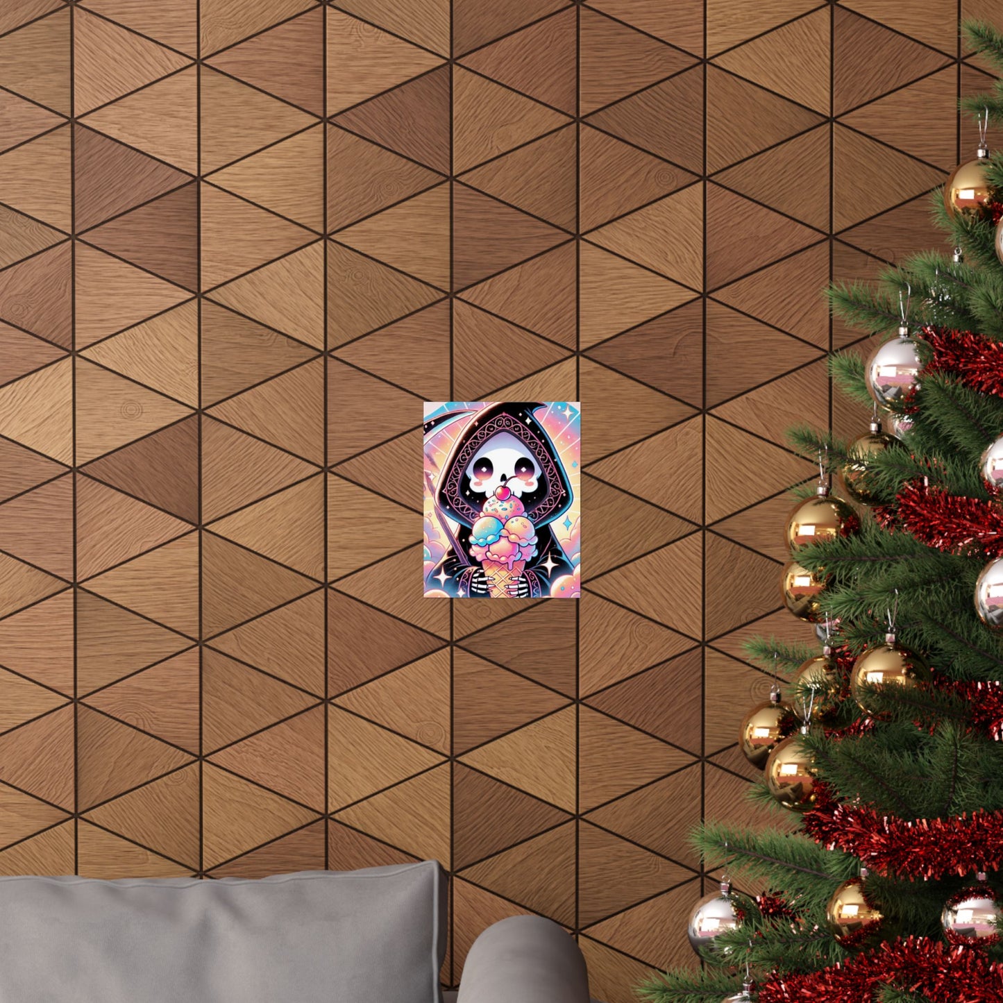 Cute Grim Reaper Ice Cream Pastel Novelty Poster