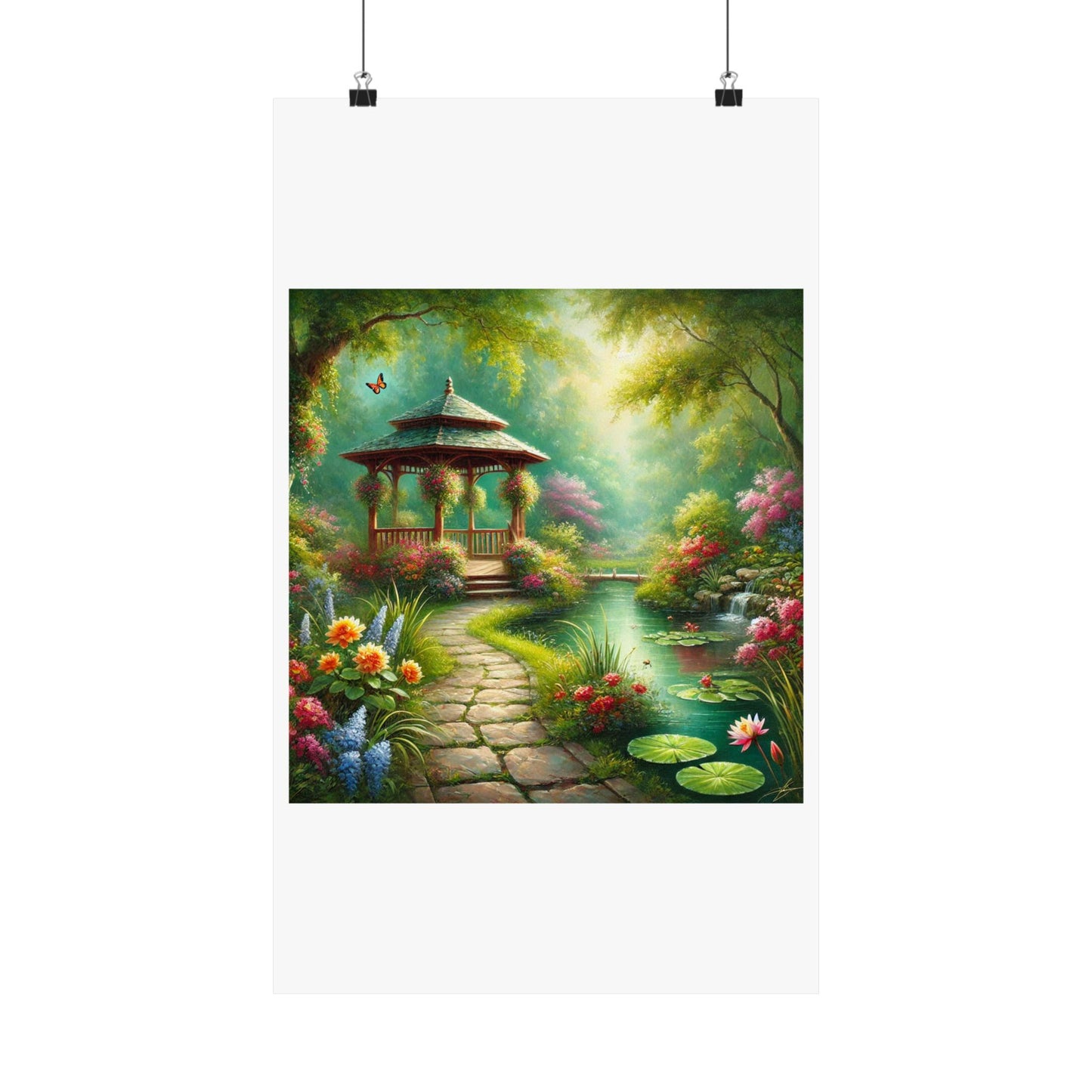 Spring Garden Gazebo Floral Landscape Poster