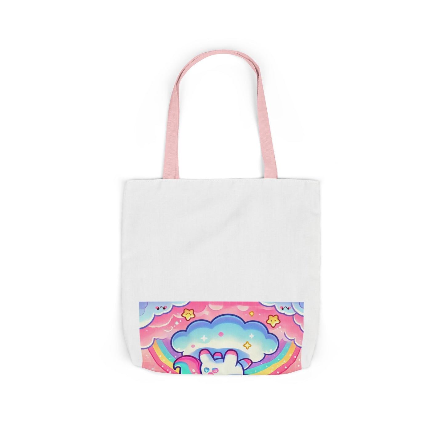 Pastel Rainbow Unicorn Cloud Kawaii Canvas Tote Bag