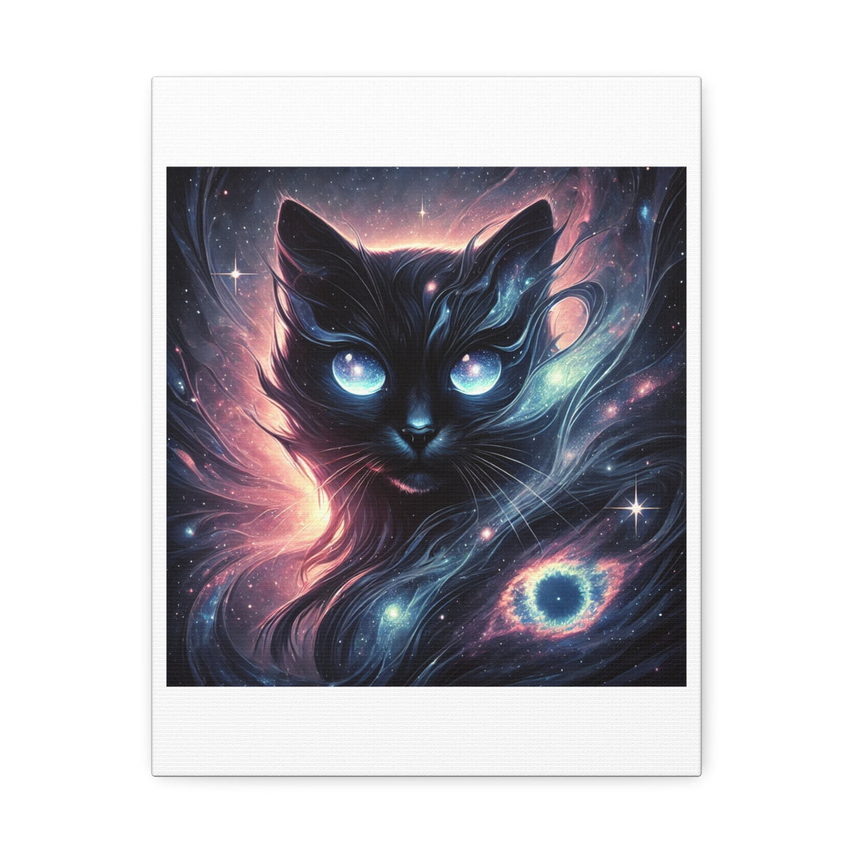 Cosmic Black Cat Galaxy Celestial Canvas Wall Art