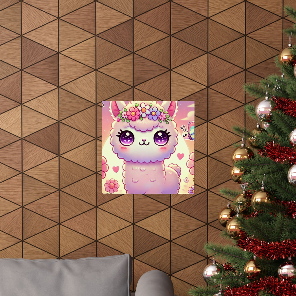 Pastel Floral Alpaca Garden Kawaii Wall Art Poster