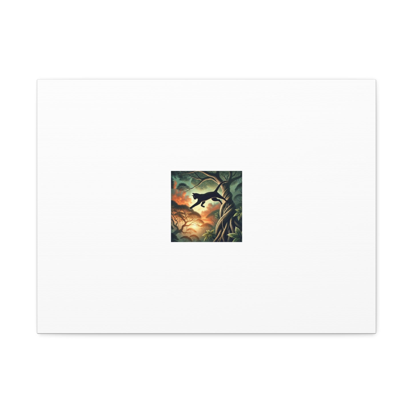Enchanted Black Cat Forest Canvas Fantasy Cat Wall Art Gift