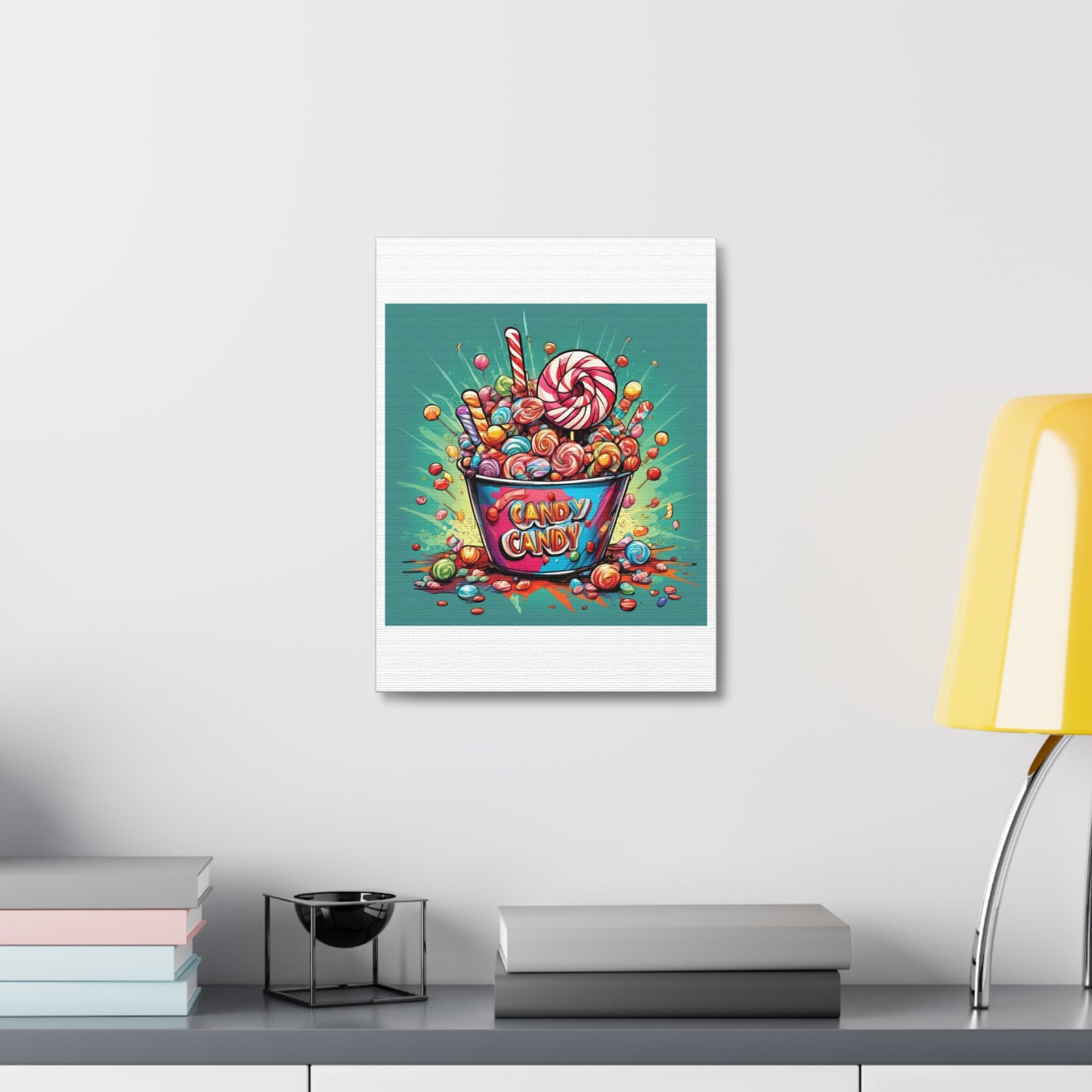 Holiday Candy Bucket Sweets Gift Art Canvas