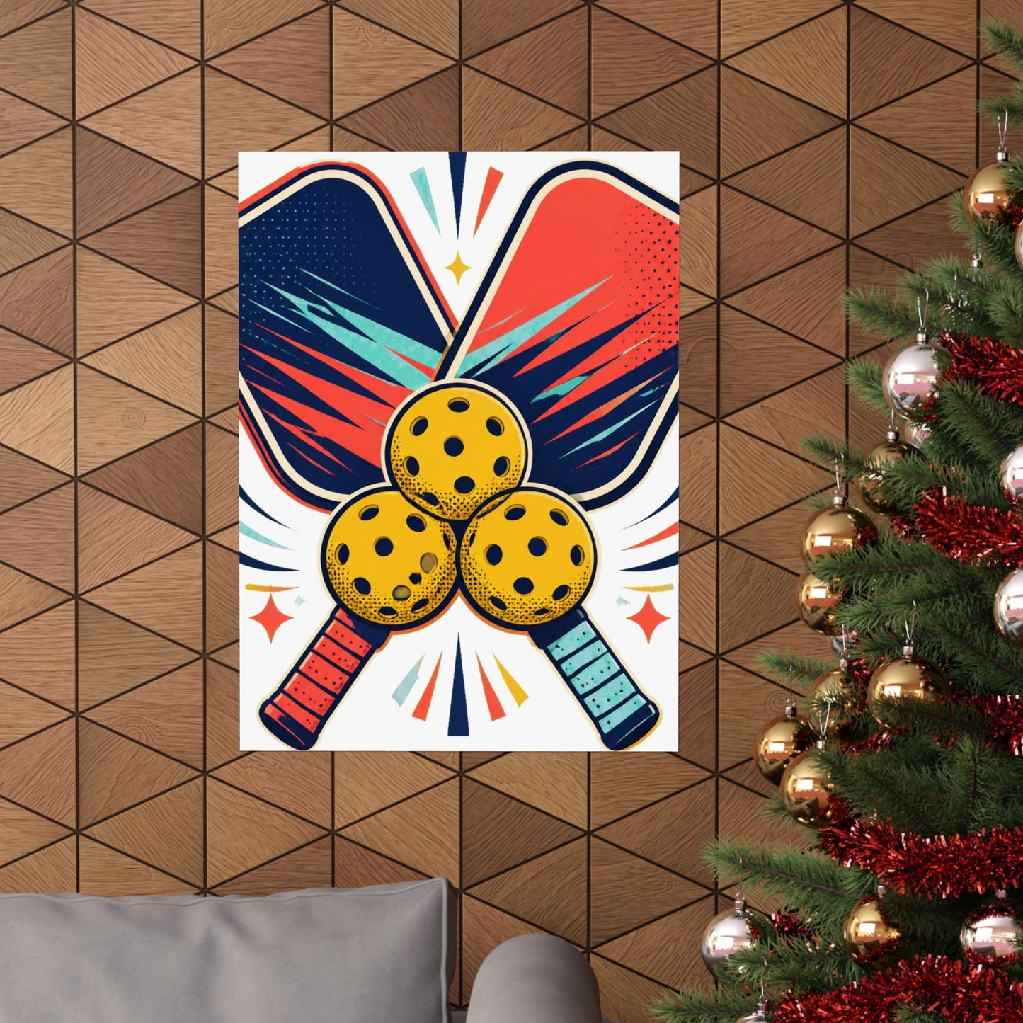 Retro Pickleball Paddles Recreational Sports Art Poster