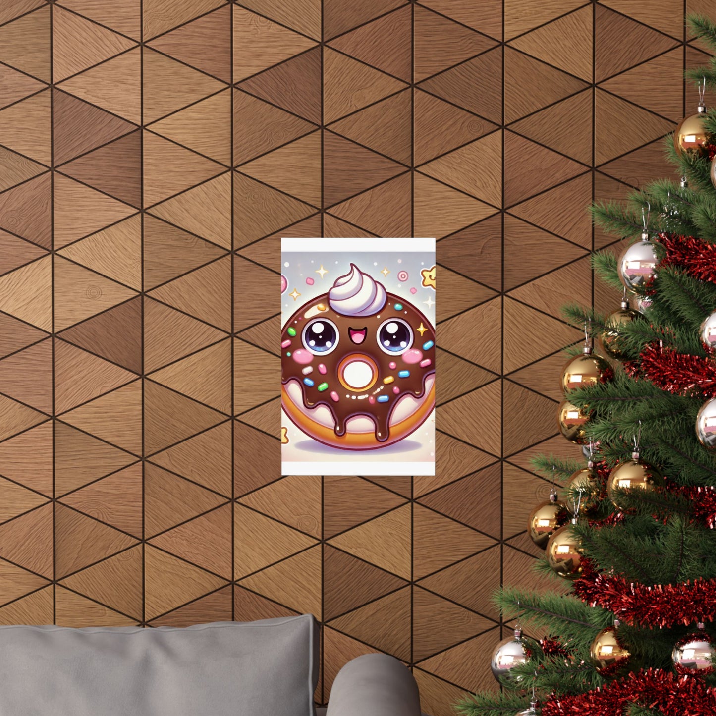 Kawaii Chocolate Donut Cute Dessert Art Poster