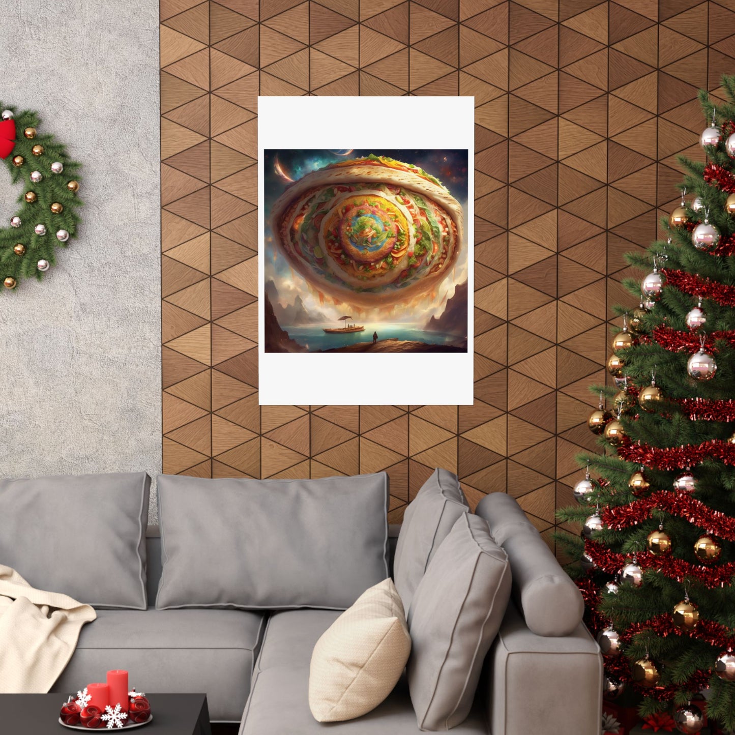 Cosmic Taco Portal Surreal Food Fantasy Art Poster
