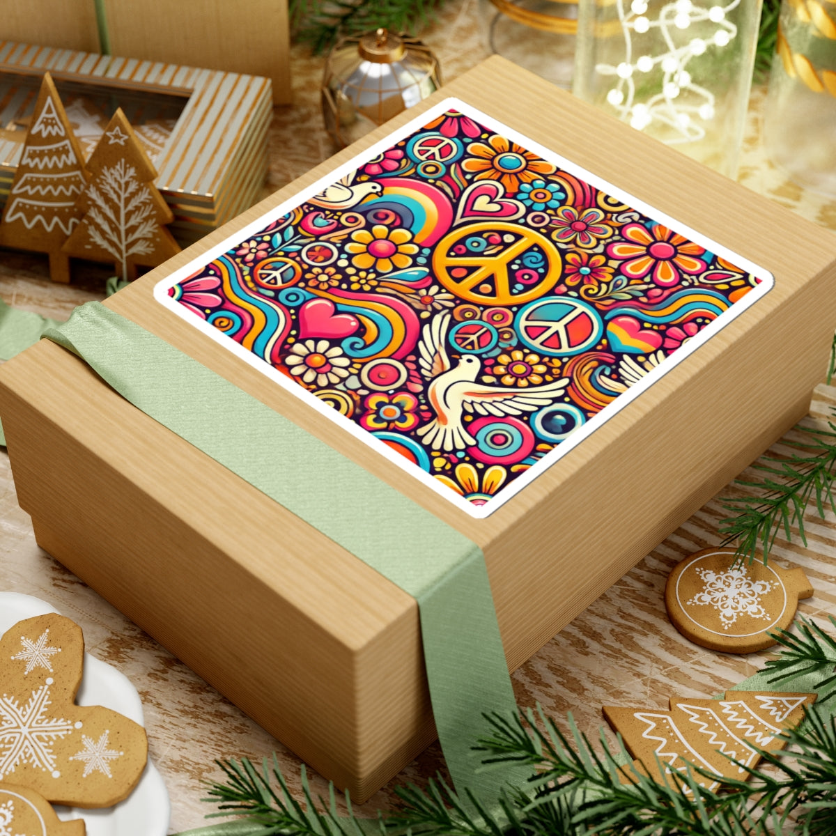 Colorful Peace Floral Pattern Sticker