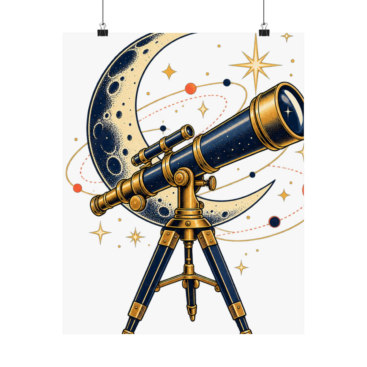 Vintage Telescope Celestial Astronomy Poster