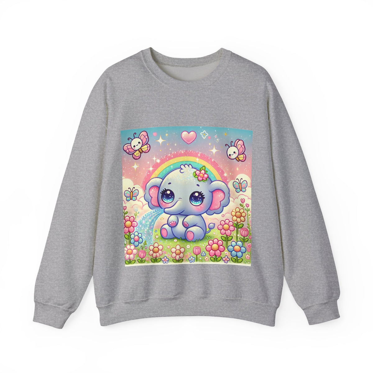 Pastel Rainbow Baby Elephant Floral Sweatshirt