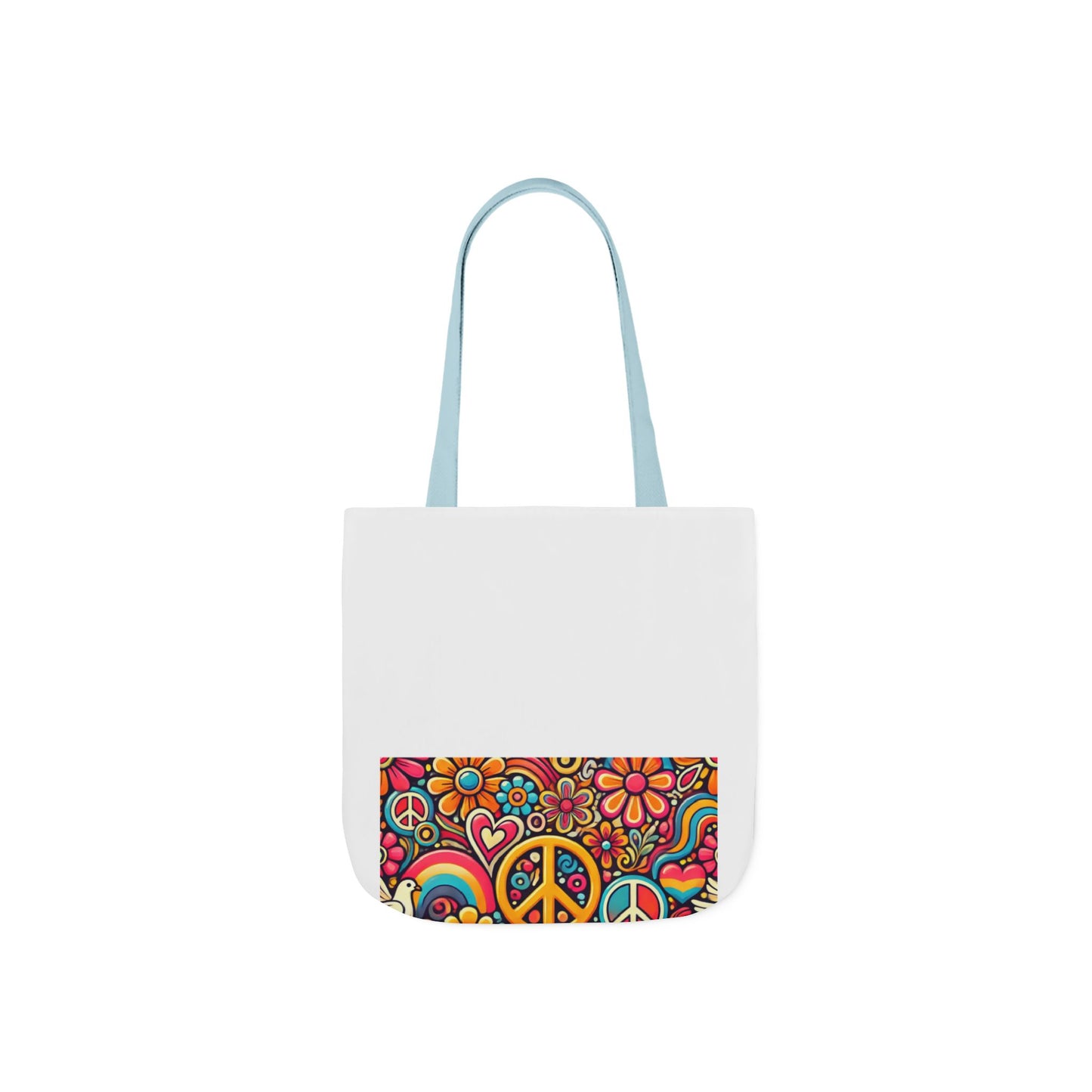 Colorful Peace Floral Pattern Canvas Tote Bag
