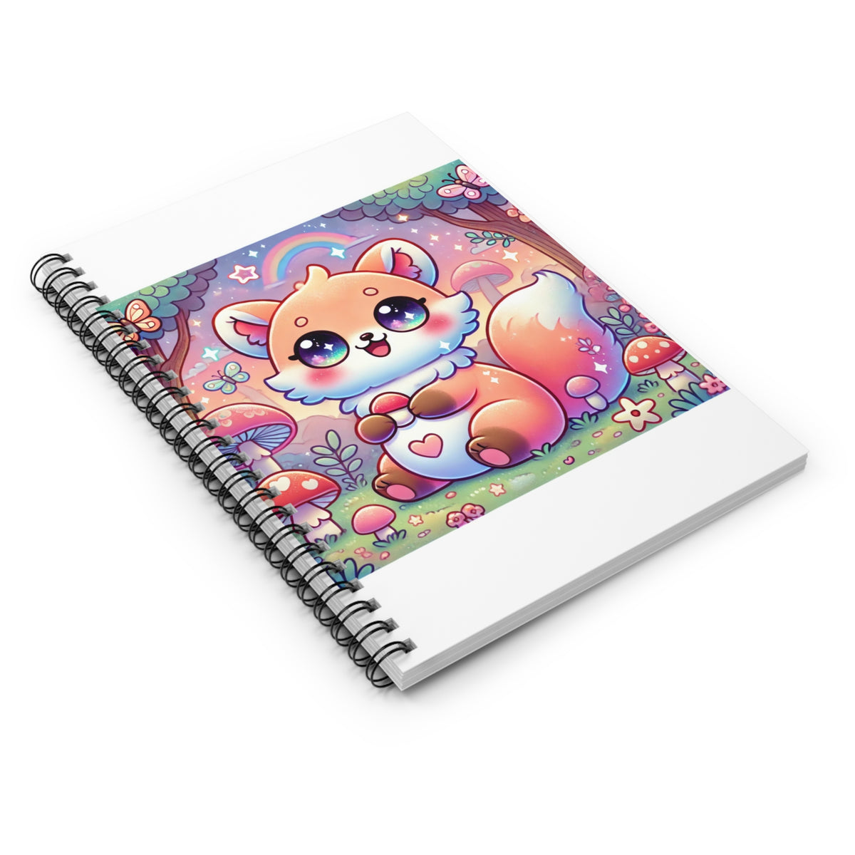 Pastel Woodland Fox Mushroom Kawaii Spiral Notebook